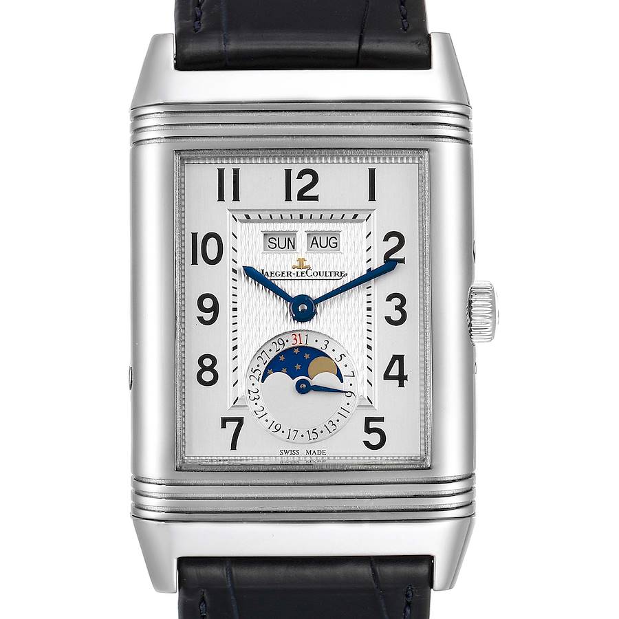 Jaeger LeCoultre Grande Reverso Moonphase Mens Watch Q3758420 Box Papers SwissWatchExpo