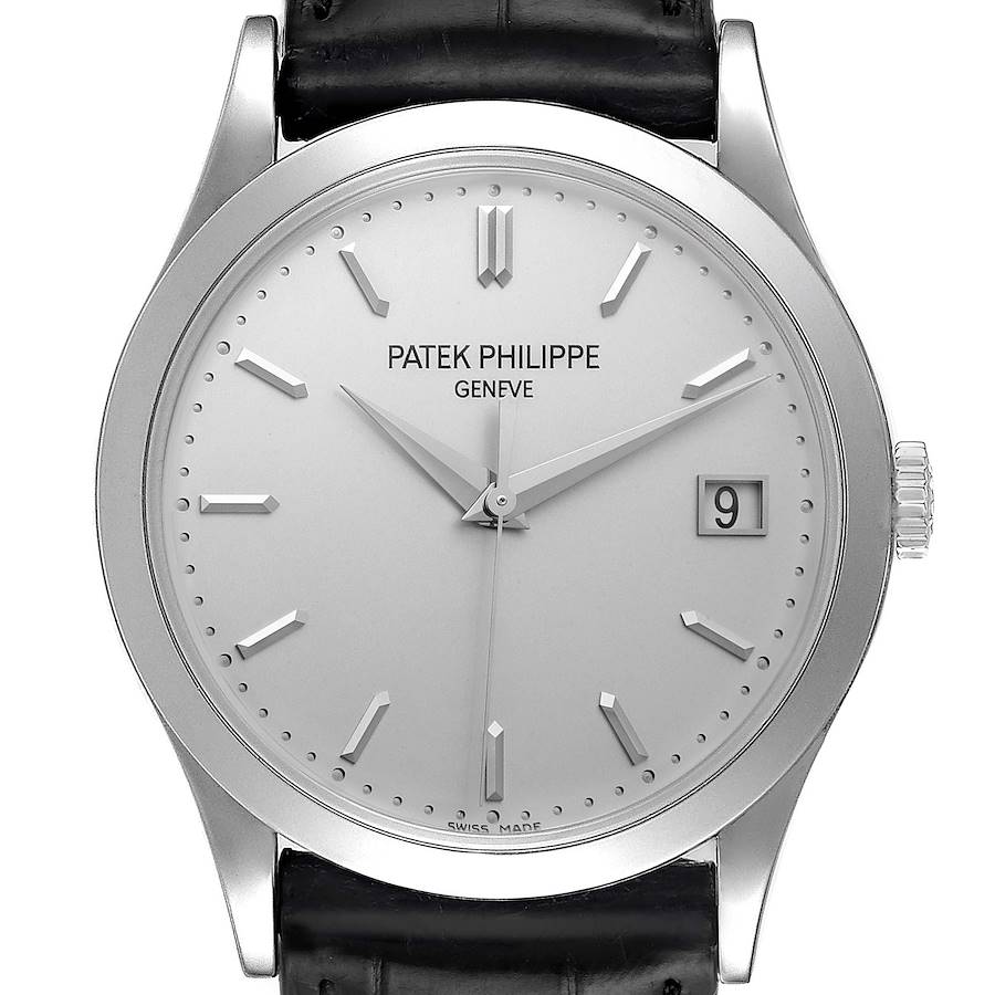 Patek Philippe Calatrava 18K White Gold Silver Dial Mens Watch 5296 SwissWatchExpo