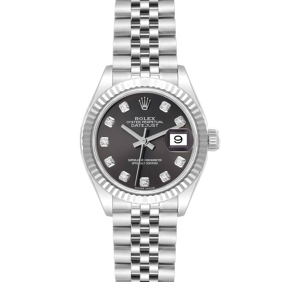 Rolex Datejust 28 Steel White Gold Diamond Dial Ladies Watch 279174 Box Card SwissWatchExpo