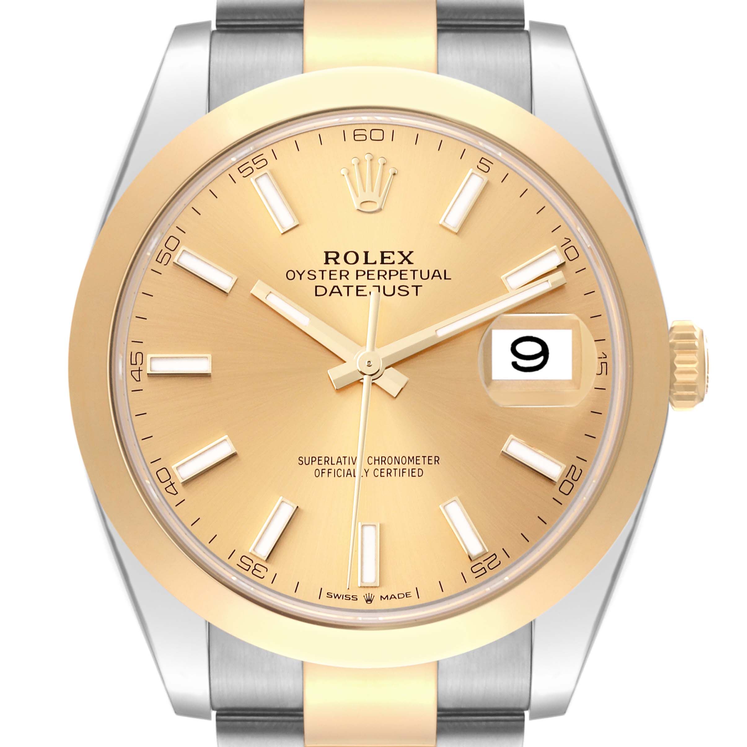 The image shows a front view of the Rolex Datejust 41 126303 Men's Steel and Gold (two tone) Champagne Dial 126303 Men's Steel and Gold (two tone) Champagne Dial watch, displaying the dial, bezel, and bracelet.