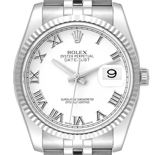 Photo of Rolex Datejust Steel White Gold Roman Dial Mens Watch 116234