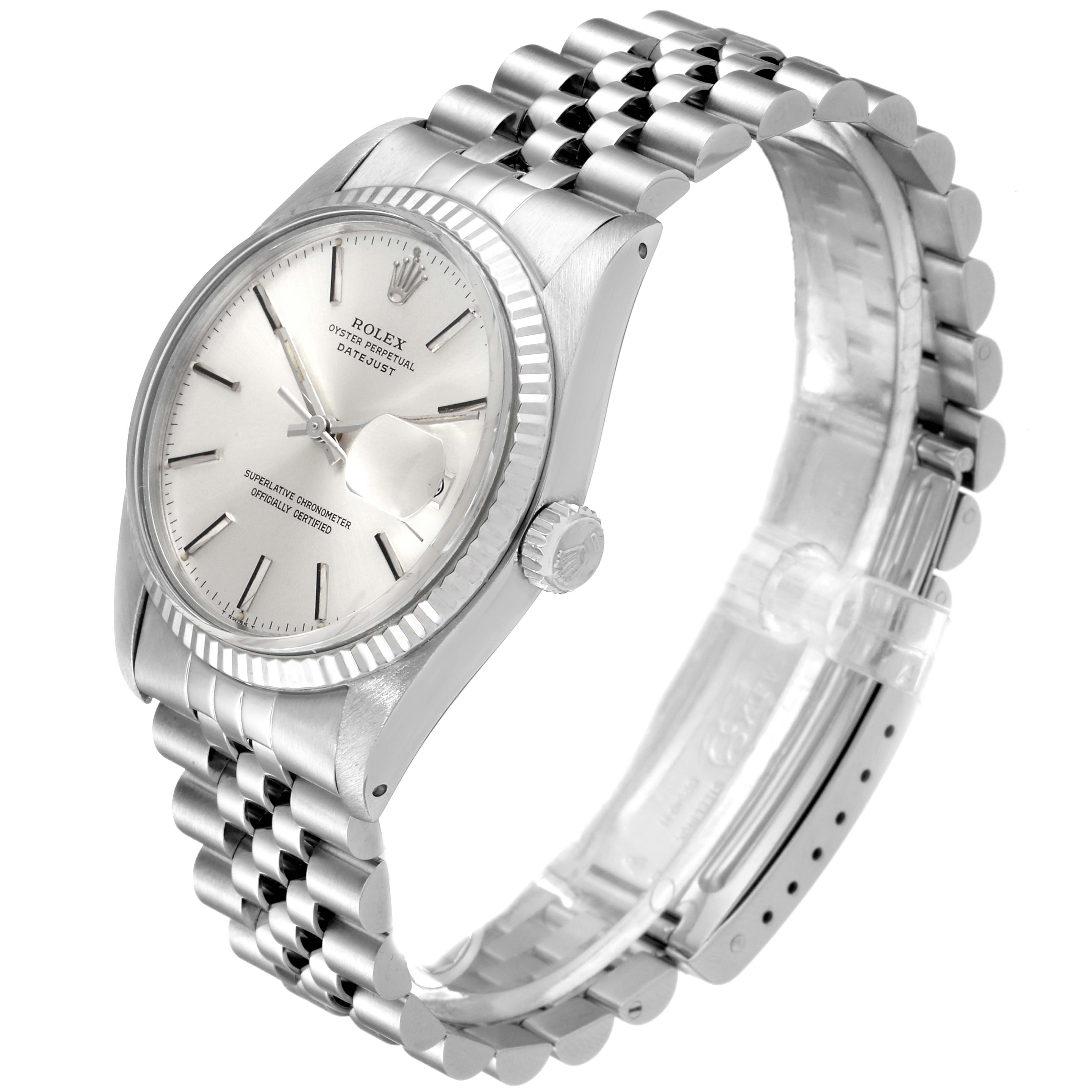 The Rolex Vintage Collection 16014 Men
s Stainless Steel Silver Dial 16014 Men
s Stainless Steel Silver Dial watch is shown at a three-quarter angle, displaying the face, crown, and bracelet.