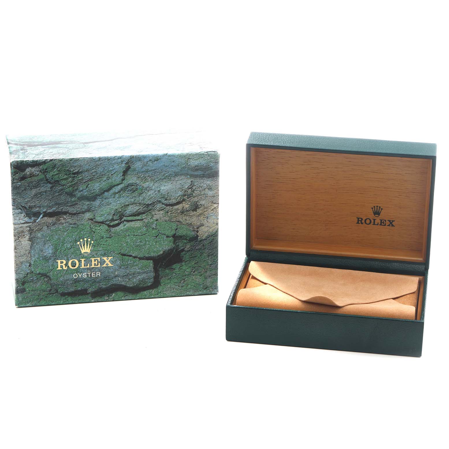 The image shows a Rolex Datejust 16233 Men's Steel and Gold (two tone) Champagne Dial watch box and outer packaging, viewed from the front.