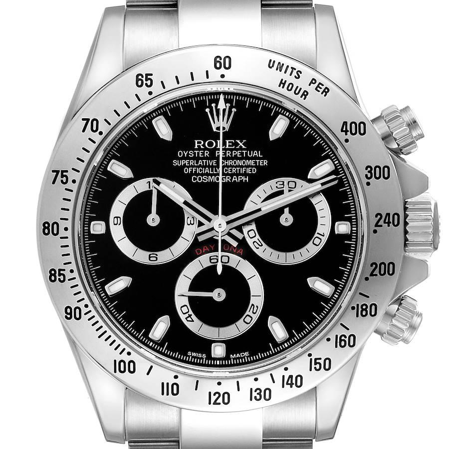 Rolex Daytona Chronograph Black Dial Steel Mens Watch 116520 Box Card SwissWatchExpo