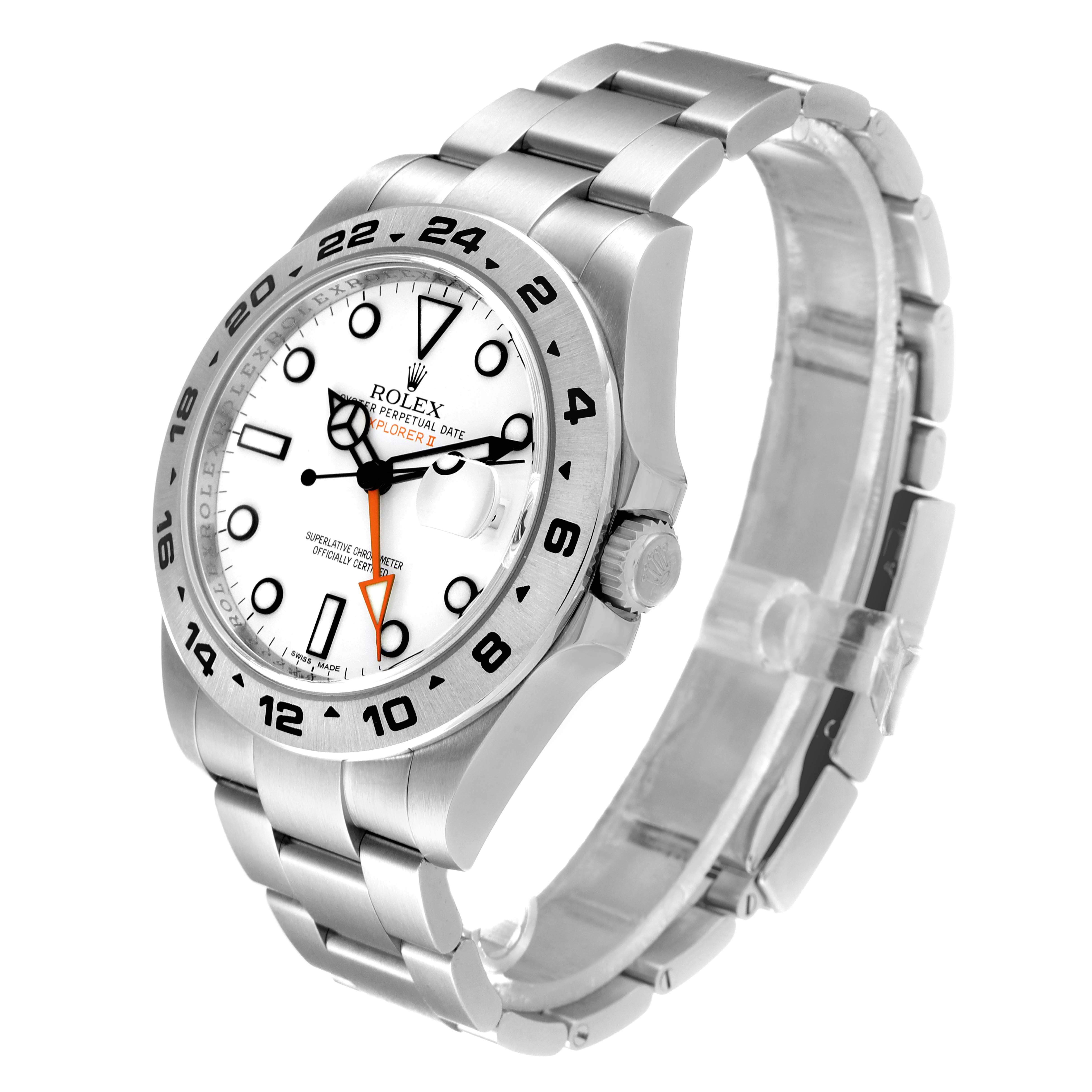 The image shows the dial, bezel, and stainless steel bracelet of a Rolex Explorer 216570 Men's Stainless Steel White Dial 216570 Men's Stainless Steel White Dial model watch from a three-quarter angle.
