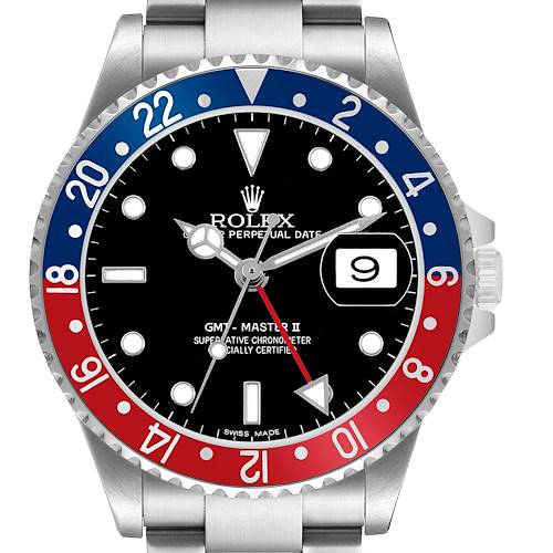 Photo of Rolex GMT Master II Blue Red Pepsi Bezel Steel Mens Watch 16710