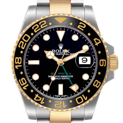 Photo of Rolex GMT Master II Steel Yellow Gold Mens Watch 116713 Card