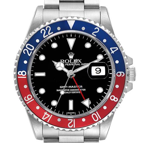 Photo of Rolex GMT Master Steel Blue Red Pepsi Bezel Mens Watch 16700