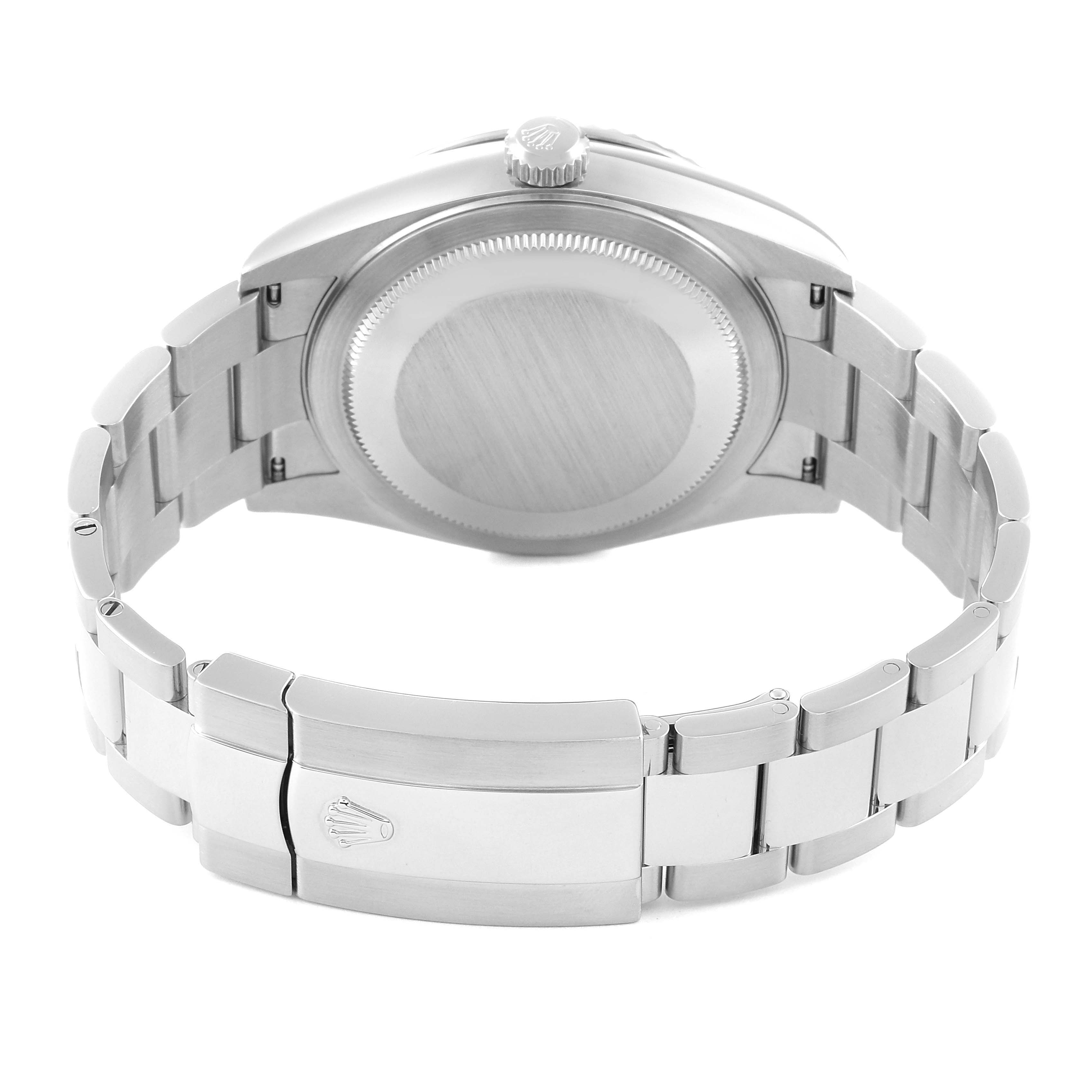 The image shows the back and bracelet clasp of a Rolex Sky-Dweller 326934 Men's Stainless Steel Blue Dial 326934 Men's Stainless Steel Blue Dial watch, viewed from a rear angle.