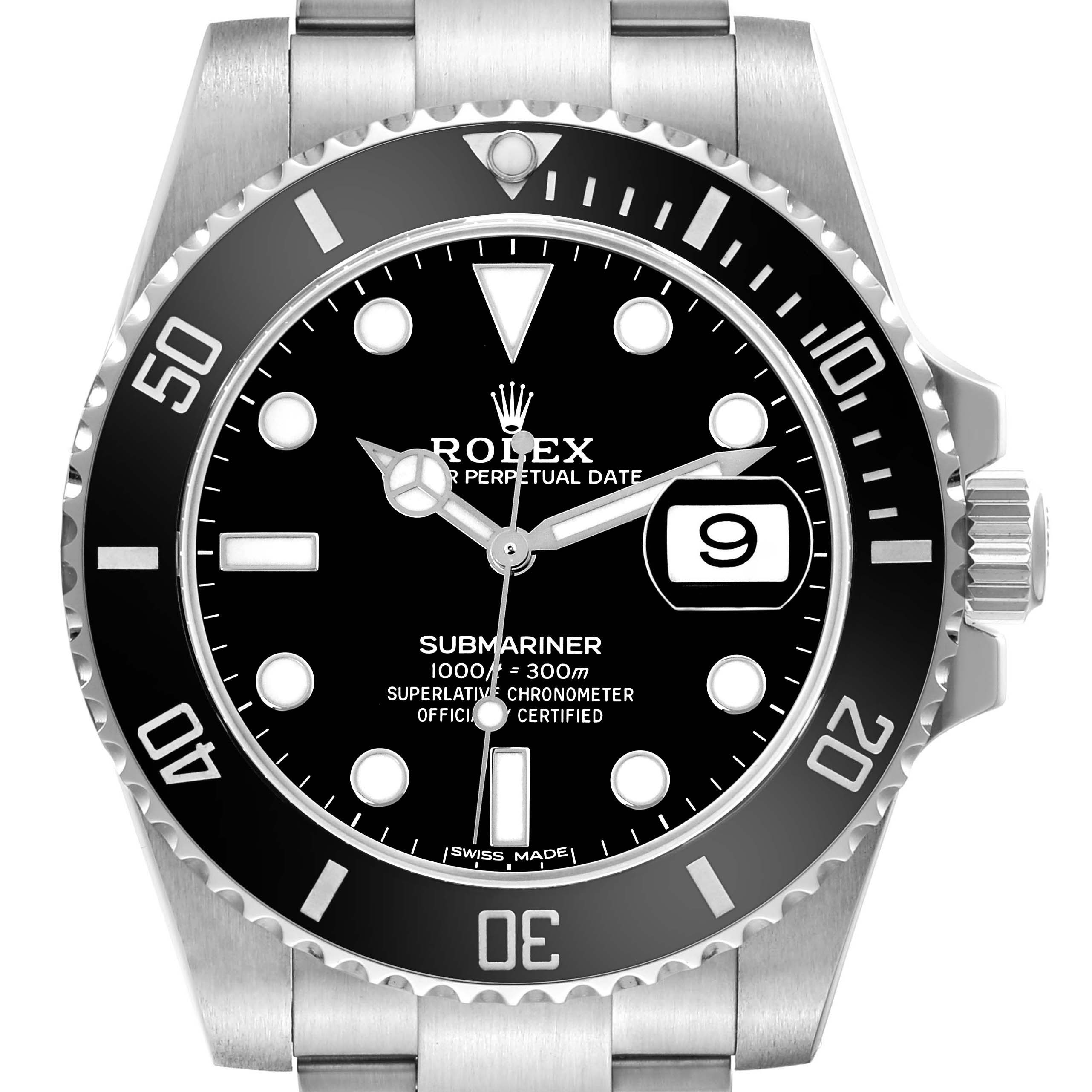 The Rolex Submariner 116610LN Men's Stainless Steel Black Dial 116610LN Men's Stainless Steel Black Dial watch is shown from a direct front angle, displaying the dial, bezel, and part of the bracelet.