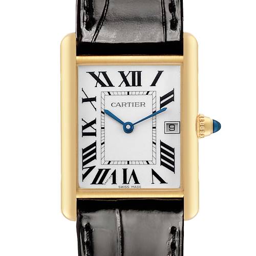 Photo of Cartier Tank Louis Yellow Gold Silver Roman Dial Mens Watch W1529756 Card