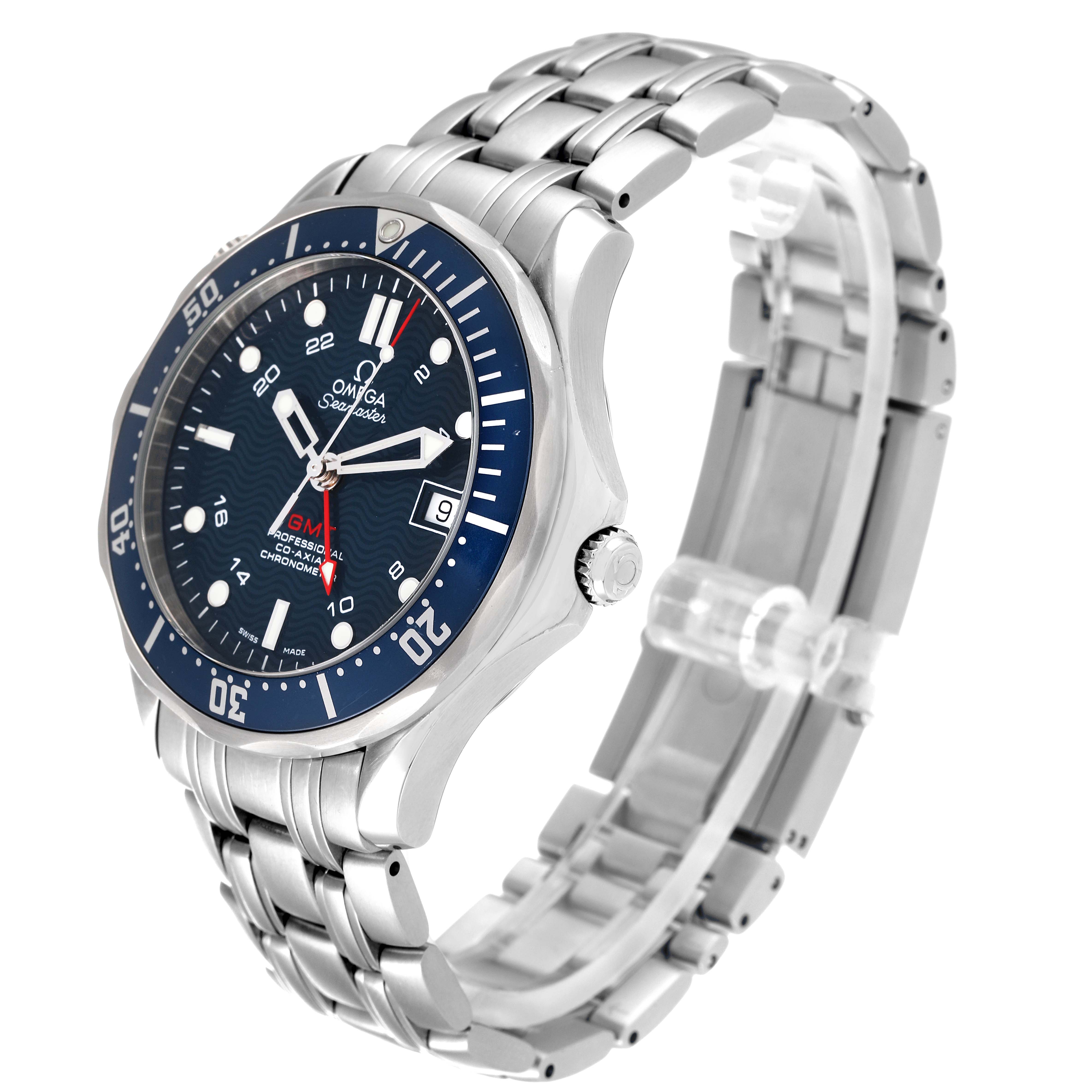 Omega Seamaster Diver 300M GMT Steel Co-Axial Blue Dial Mens Watch 2535 ...