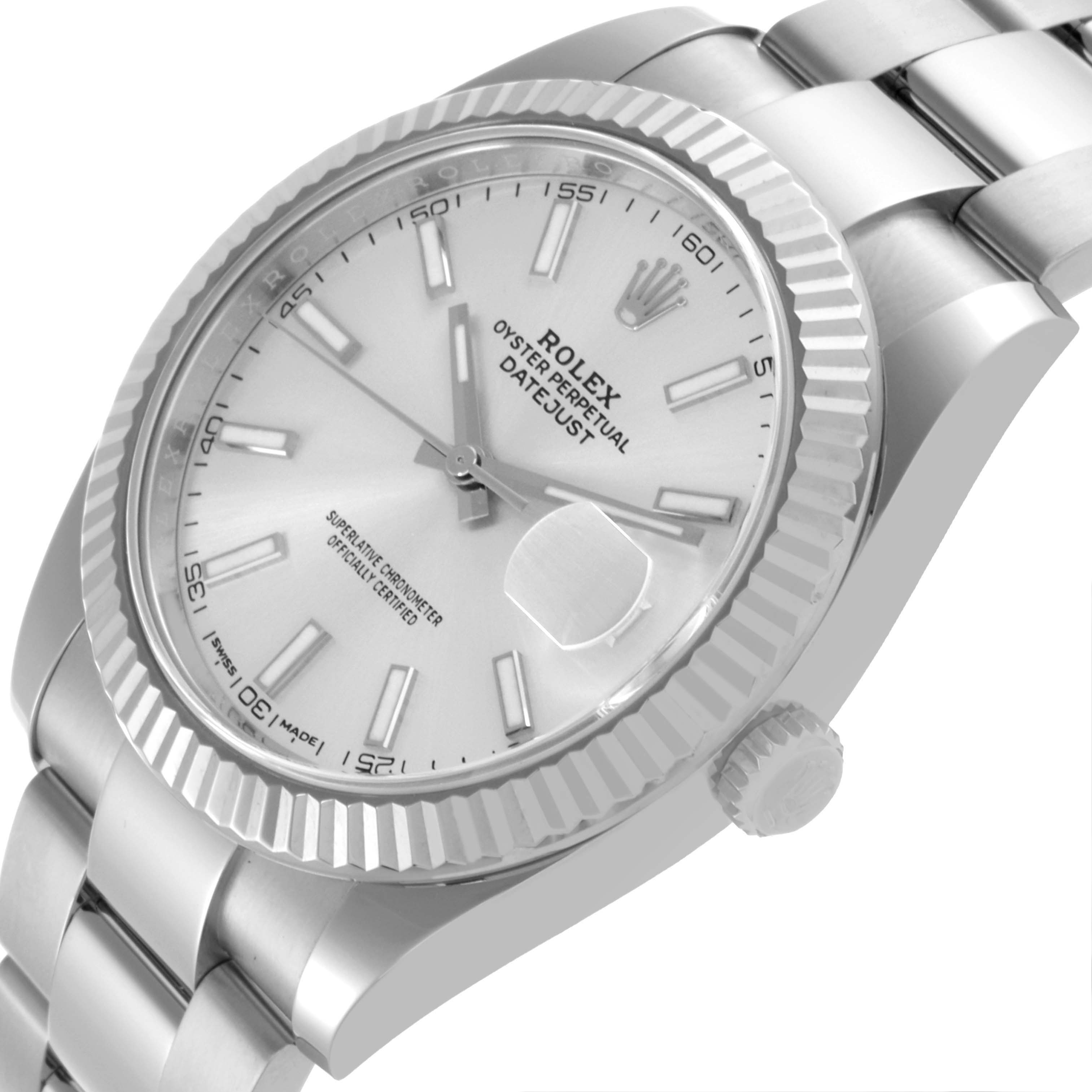 The Rolex Datejust 41 126334 Men
s Stainless Steel Silver Dial 126334 Men
s Stainless Steel Silver Dial is shown at an angled close-up, highlighting the dial, bezel, crown, and bracelet.