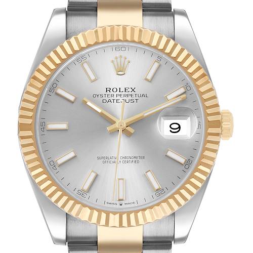 Photo of Rolex Datejust 41 Steel Yellow Gold Silver Dial Mens Watch 126333 Card