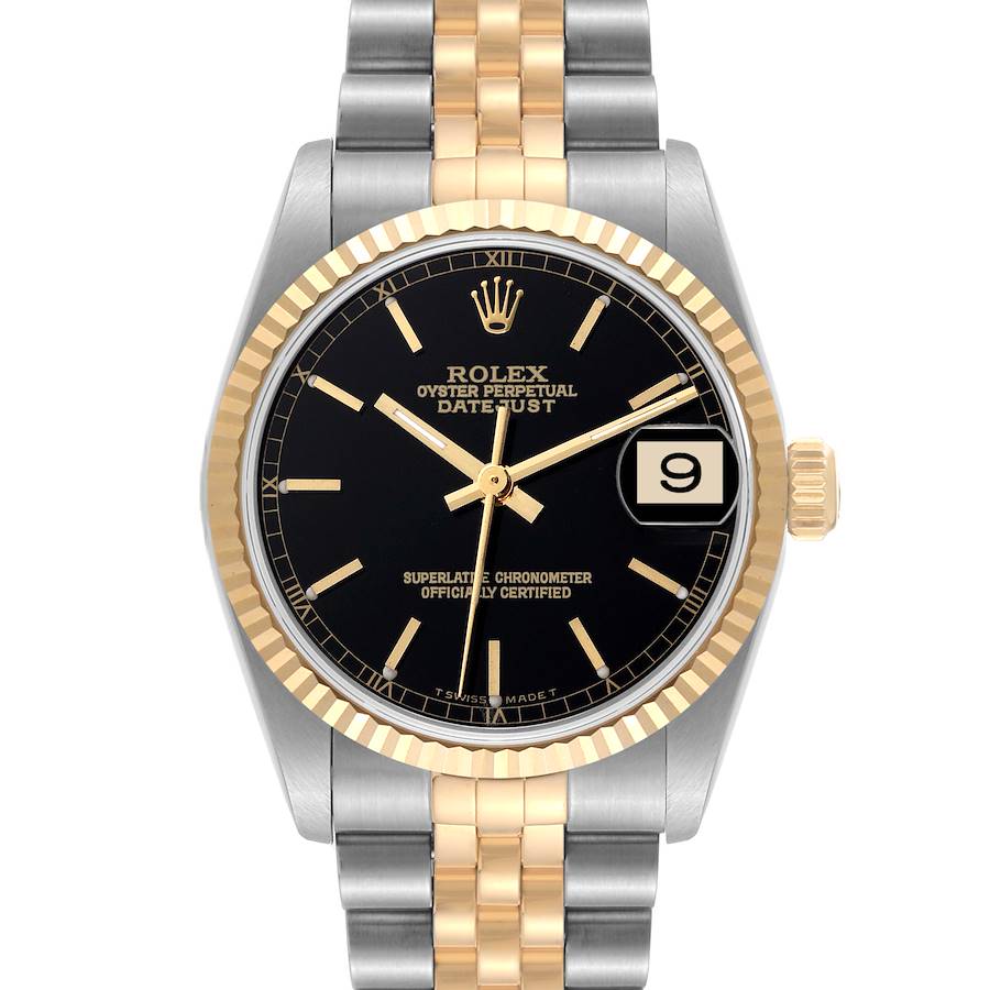 Rolex Datejust Midsize Black Dial Steel Yellow Gold Ladies Watch 78273 SwissWatchExpo