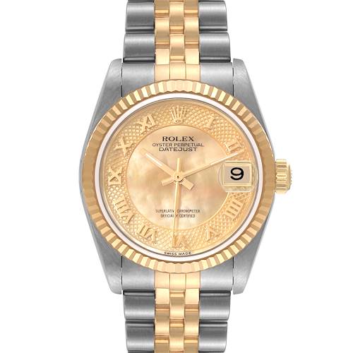 Photo of Rolex Datejust Midsize 31 Steel Yellow Gold Decorated Mother of Pearl Ladies Watch 78273
