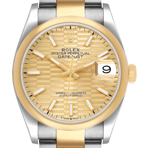 Photo of Rolex Datejust Steel Yellow Gold Smooth Bezel Mens Watch 126203 Card
