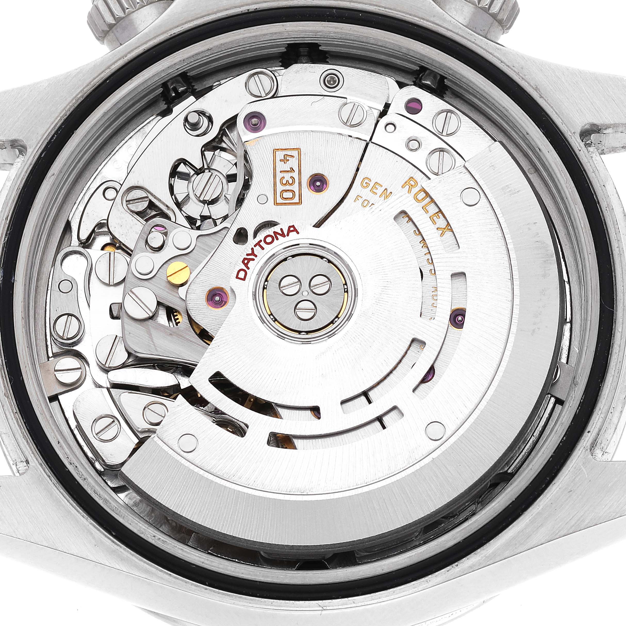 This image shows the internal mechanics and movement of a Rolex Daytona 116520 Men's Stainless Steel Black Dial 116520 Men's Stainless Steel Black Dial watch from the back view.