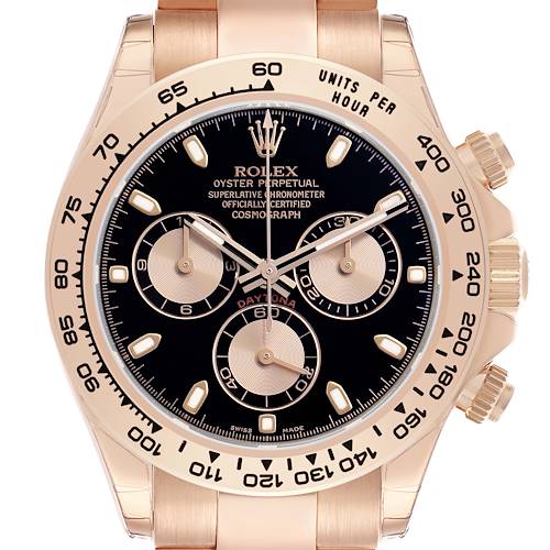 Photo of Rolex Daytona Cosmograph Rose Gold Black Dial Mens Watch 116505