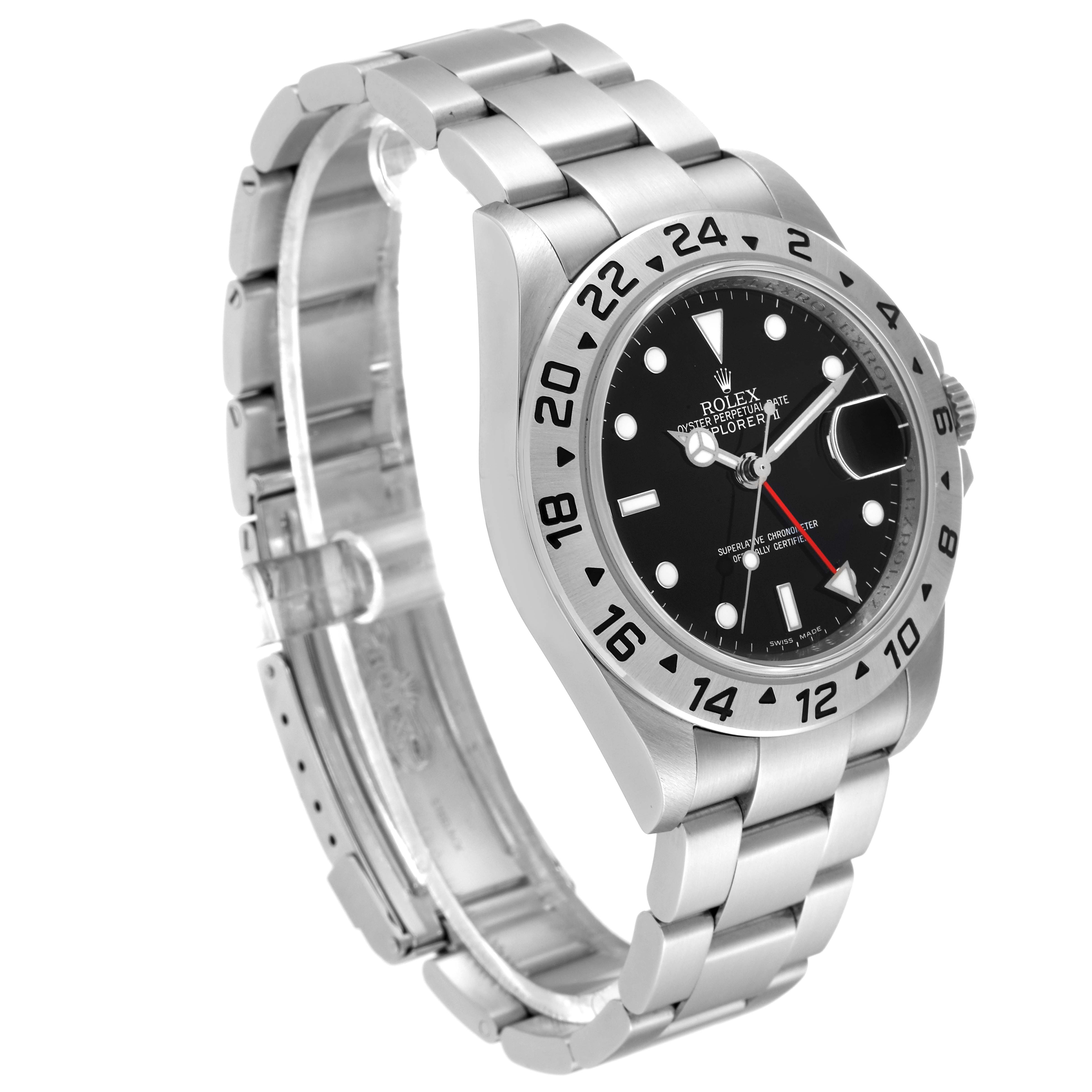 The image shows a side angle of a Rolex Explorer 16570T Men's Stainless Steel Black Dial 16570T Men's Stainless Steel Black Dial watch, focusing on its bracelet, bezel, and dial.