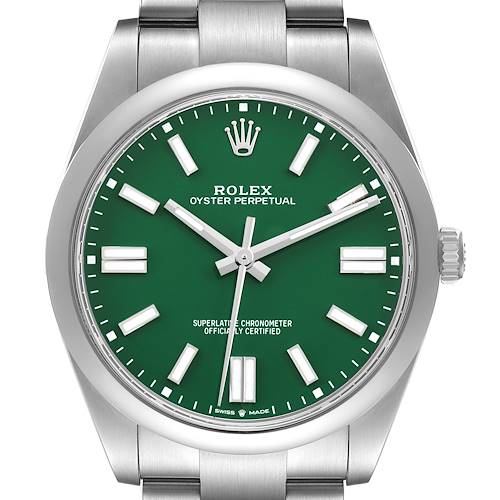 Photo of Rolex Oyster Perpetual 41 Steel Green Dial Mens Watch 124300 Card