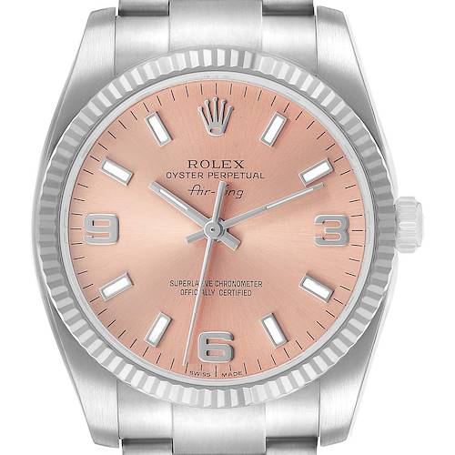 Photo of Rolex Oyster Perpetual Air King Salmon Dial Steel White Gold Mens Watch 114234