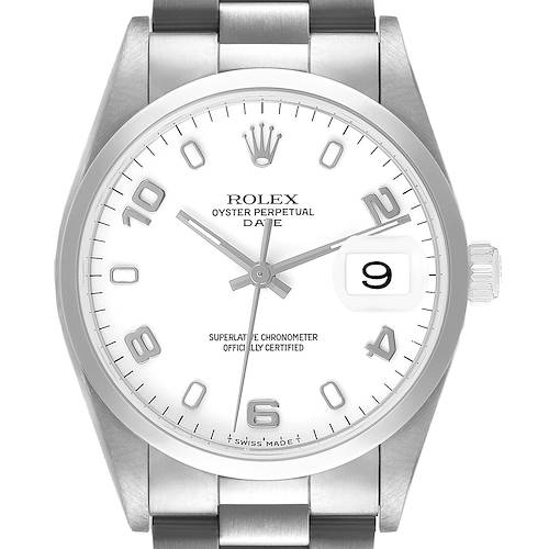 Photo of Rolex Oyster Perpetual Date Steel White Dial Mens Watch 15200