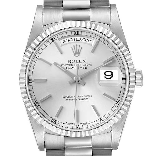 Photo of Rolex President Day-Date White Gold Silver Dial Mens Watch 18239