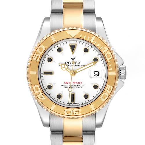 Photo of Rolex Yachtmaster Midsize Steel Yellow Gold White Dial Mens Watch 168623