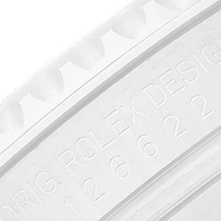 This is a close-up of the engraving on the side of the Rolex Yacht-Master 126622 Men's Stainless Steel Blue Dial 126622 Men's Stainless Steel Blue Dial watch case.