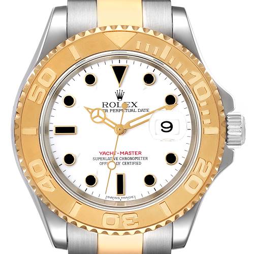Photo of Rolex Yachtmaster White Dial Steel Yellow Gold Mens Watch 16623