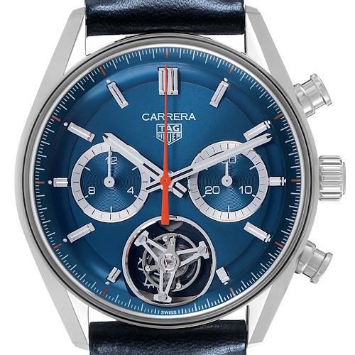 Photo of Tag Heuer Carrera Chronograph Tourbillon Steel Mens Watch CBS5010 Box Card
