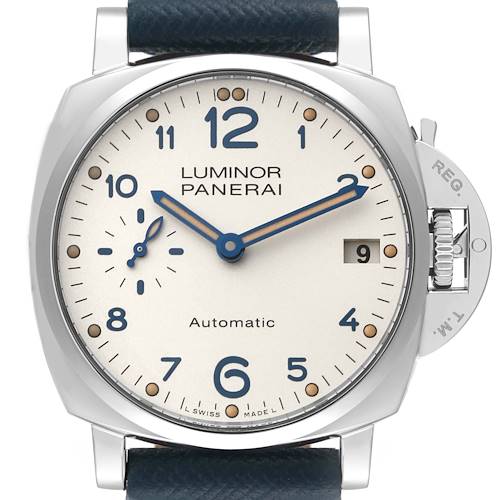 Photo of Panerai Luminor Due 38 mm Steel Ivory Dial Mens Watch PAM00903 Box Papers