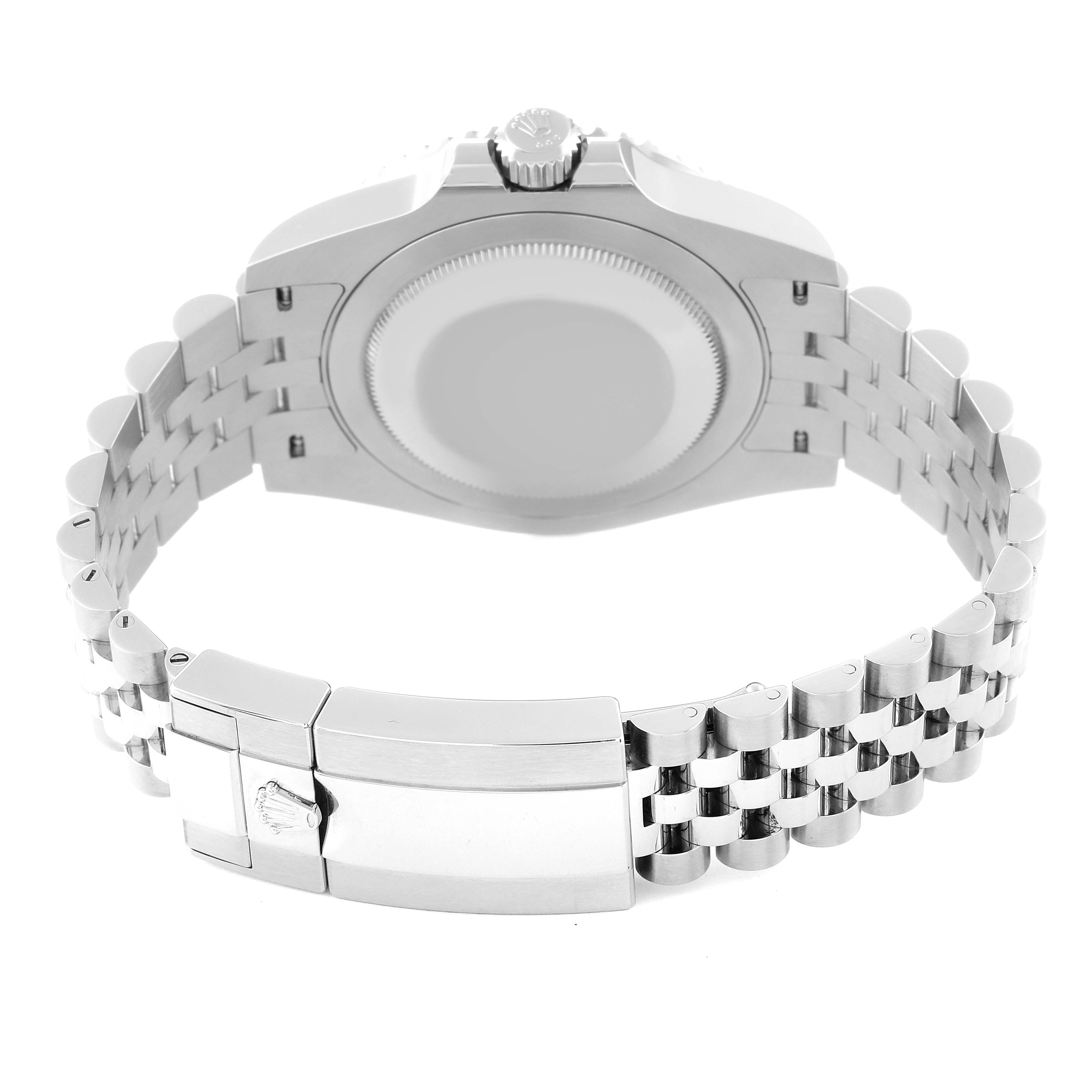 The image shows the back, bracelet, and clasp of a Rolex GMT-Master 126710BLNR Men
s Stainless Steel Black Dial 126710BLNR Men
s Stainless Steel Black Dial watch.