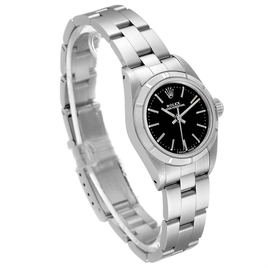 Rolex Oyster Perpetual Black Dial Oyster Bracelet Ladies Watch