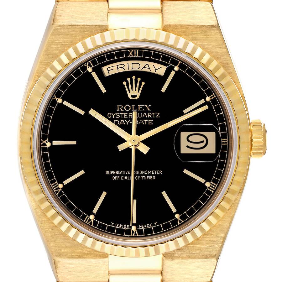 NOT FOR SALE Rolex Oysterquartz President Day-Date Yellow Gold Mens Watch 19018 Papers ADD TWO LINKS SwissWatchExpo