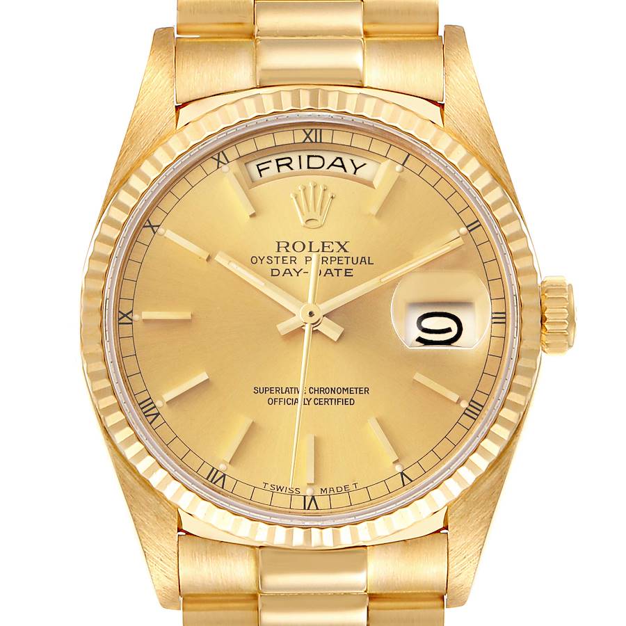 Rolex President Day-Date 36mm Yellow Gold Champagne Dial Mens Watch ...
