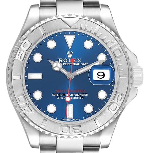 Photo of Rolex Yachtmaster 40 Blue Dial Steel Platinum Bezel Mens Watch 116622