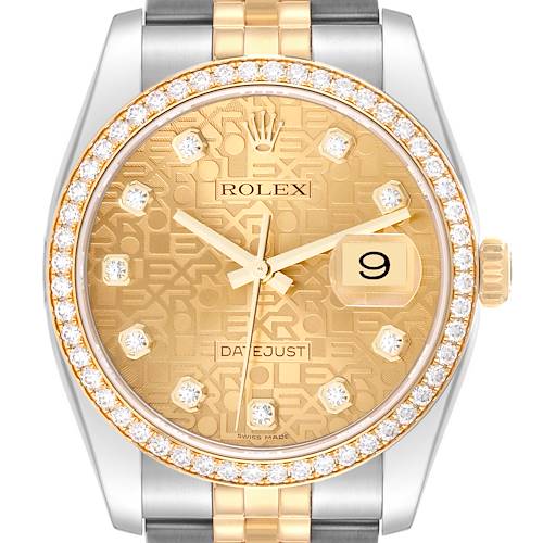 Photo of Rolex Datejust Anniversary Dial Steel Yellow Gold Diamond Men's Watch 116243