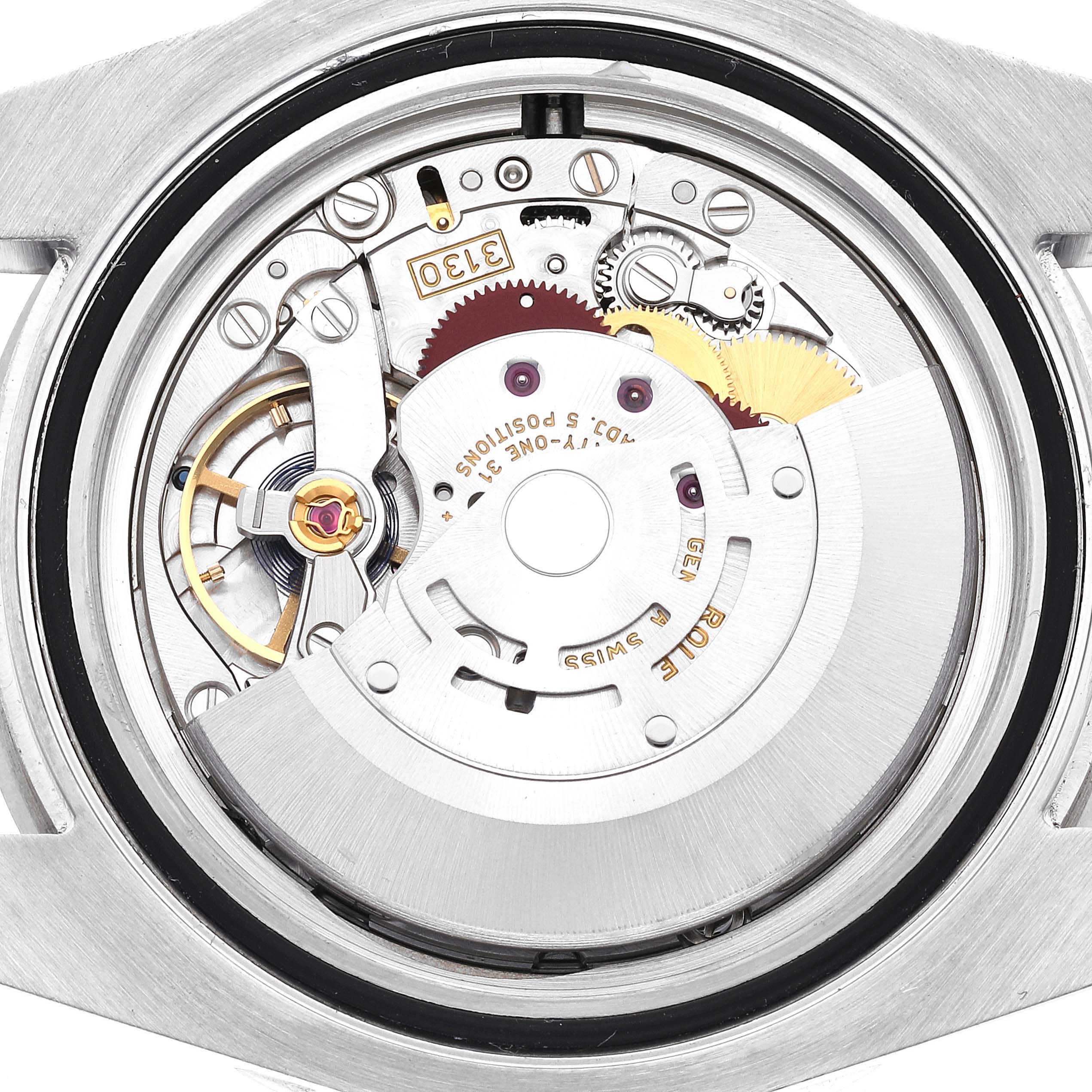 This image shows the internal movement mechanism of a Rolex Submariner 114060 Men
s Stainless Steel Black Dial 114060 Men
s Stainless Steel Black Dial watch from a back angle.