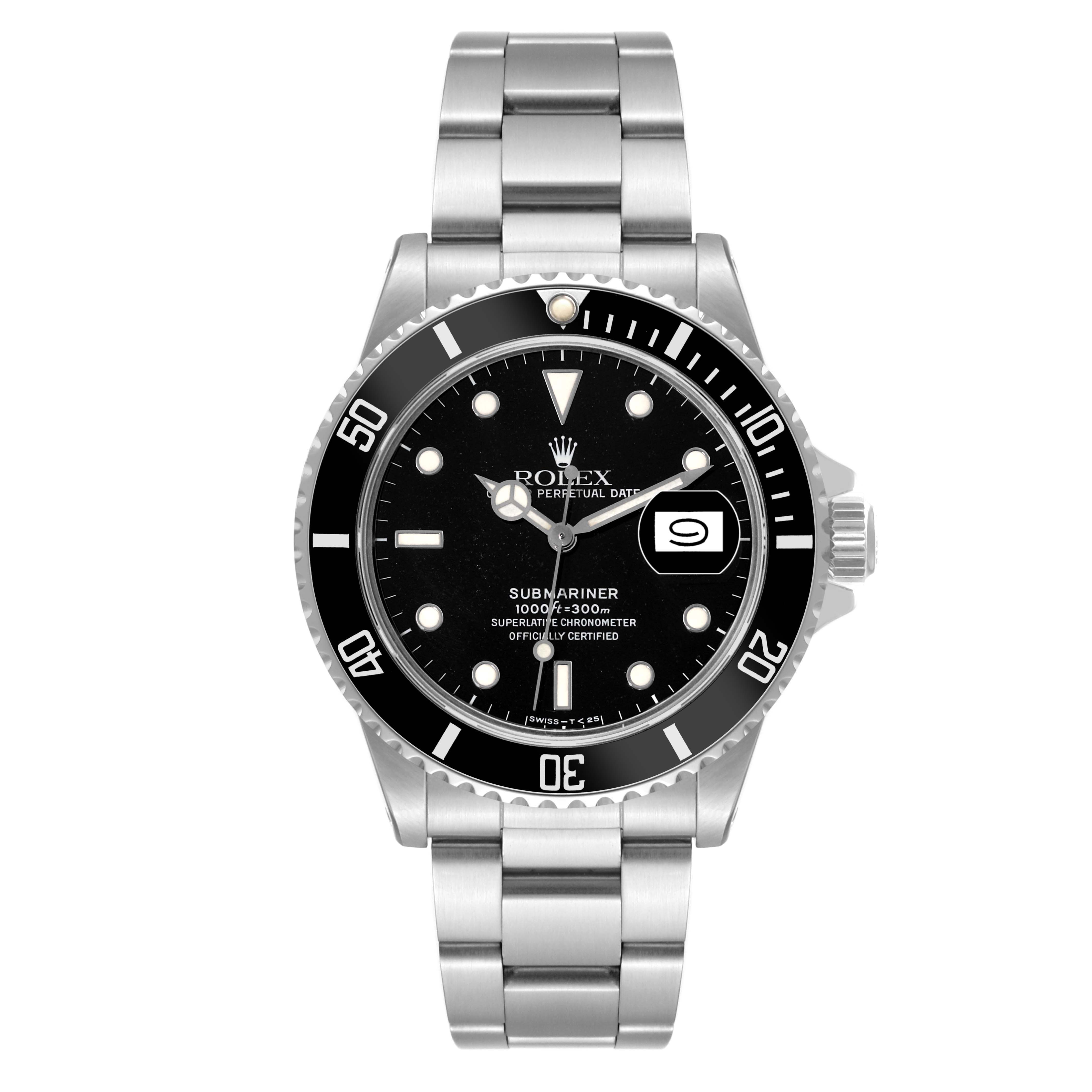 The watch, a Vintage Collection model by Rolex, is shown from the front, displaying the face, bezel, and bracelet.