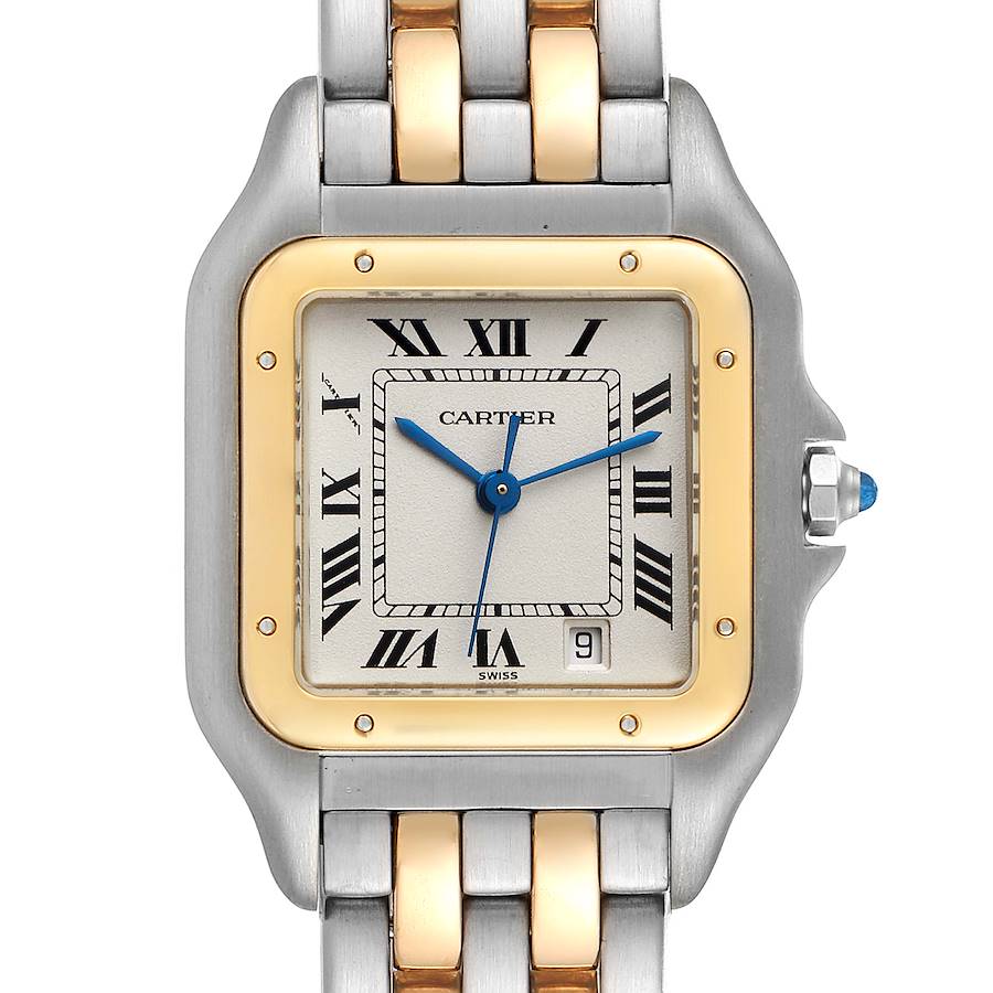 Cartier Panthere Large Steel Yellow Gold Two Row Ladies Watch W25028B8 SwissWatchExpo