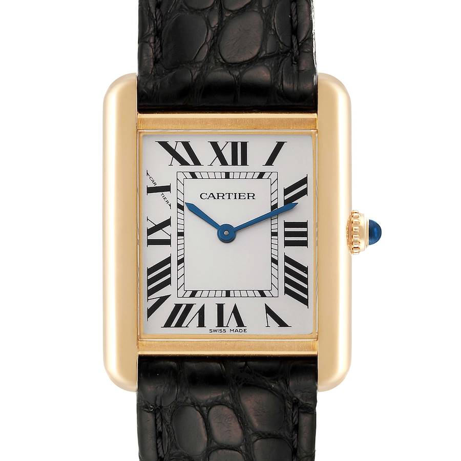 Cartier Tank Solo Small Yellow Gold Steel Silver Dial Ladies Watch W1018755 Card SwissWatchExpo