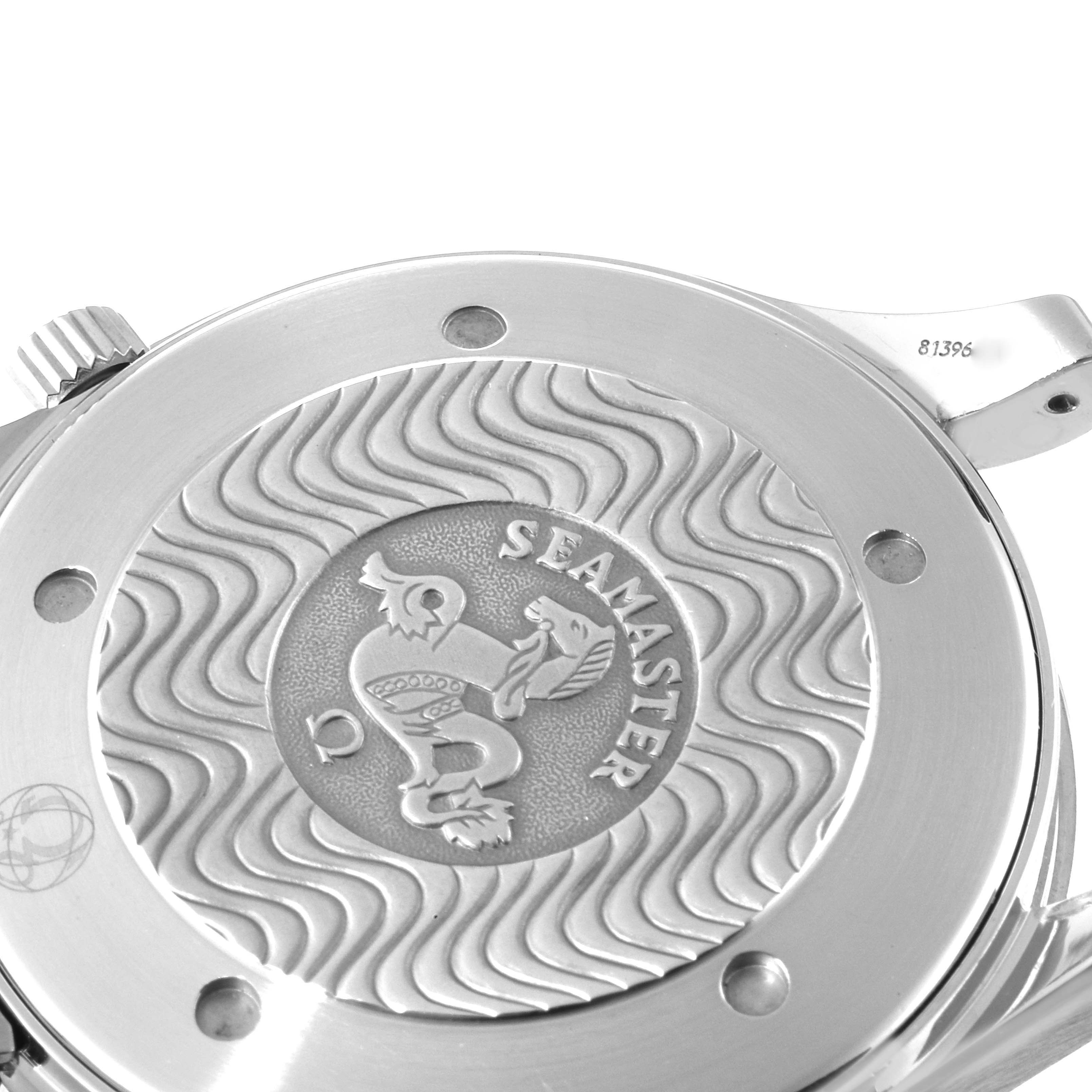 This image shows the engraved case back of an Omega Seamaster 2254.50.00 Men's Stainless Steel Black Dial 2254.50.00 Men's Stainless Steel Black Dial watch.