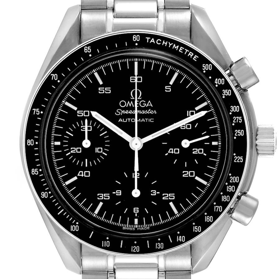 Omega Speedmaster Reduced Chronograph Hesalite Steel Mens Watch 3510.50.00 SwissWatchExpo