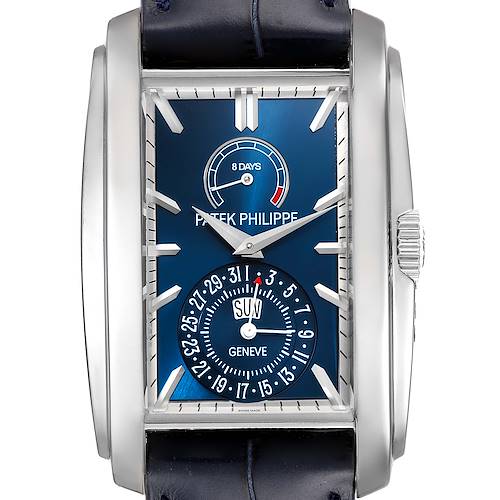 Photo of Patek Philippe Gondolo Day Date White Gold Blue Dial Mens Watch 5200 5200G