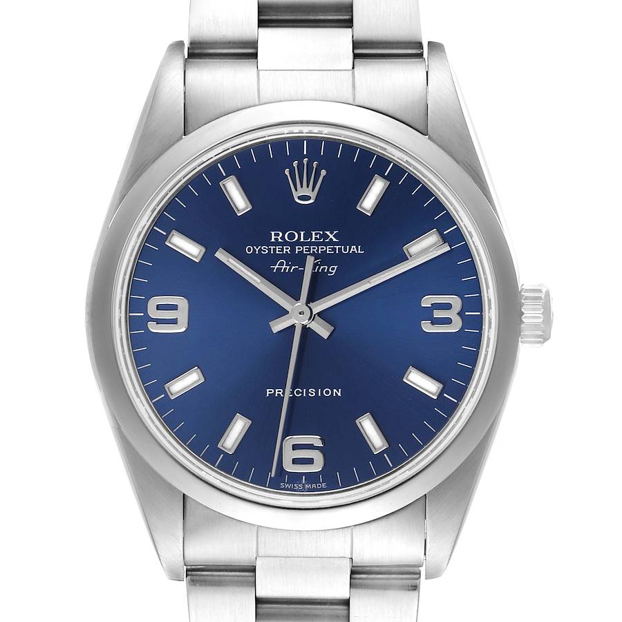 Rolex Air King 34mm Blue Dial Steel Mens Watch 14000 SwissWatchExpo