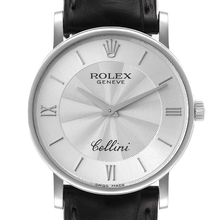 Rolex Cellini Classic White Gold Decorated Silver Dial Mens Watch 5115 SwissWatchExpo