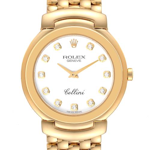 Photo of Rolex Cellini Yellow Gold White Diamond Dial Mens Watch 6622