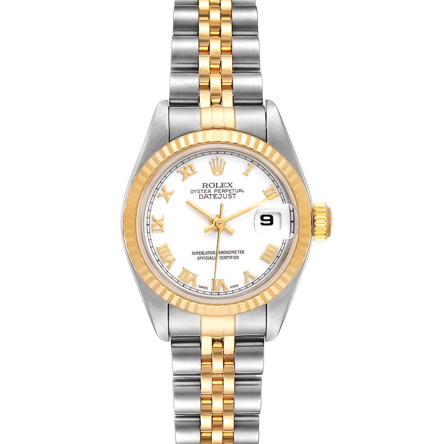Rolex Datejust 26 Steel Yellow Gold White Roman Dial Watch 79173 Box ...